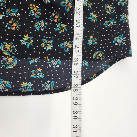 Cabi Black Blue Polka Dot Floral Sleeveless Blouse Top Button Down Collared M - Picture 6 of 6
